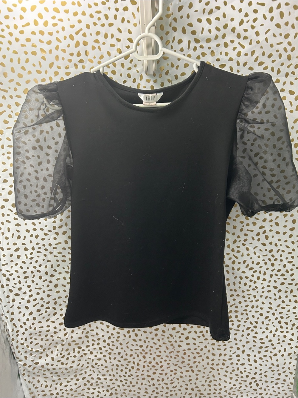 Kaktus Black Puff Sleeve Organza Tee